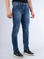 Smart Slim Fit Mid Blue Faded Denim Jeans for Men