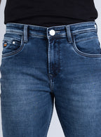 Smart Slim Fit Mid Blue Faded Denim Jeans for Men