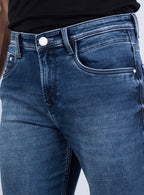 Smart Slim Fit Mid Blue Faded Denim Jeans for Men