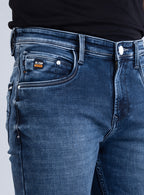 Smart Slim Fit Mid Blue Faded Denim Jeans for Men