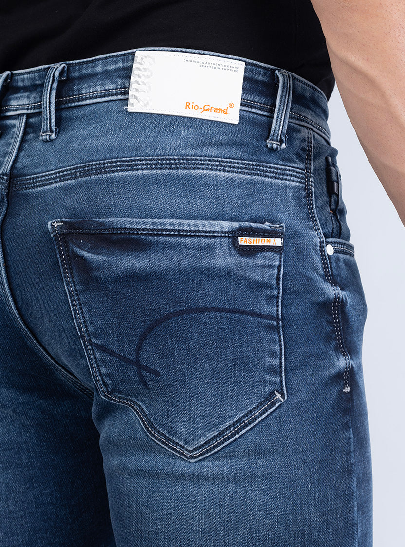 Smart Slim Fit Deep Indigo Blue Denim Jeans for Men