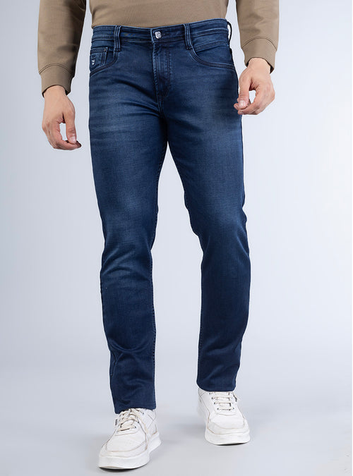 Smart Deep Indigo Blue Slim Denim Jeans for Men